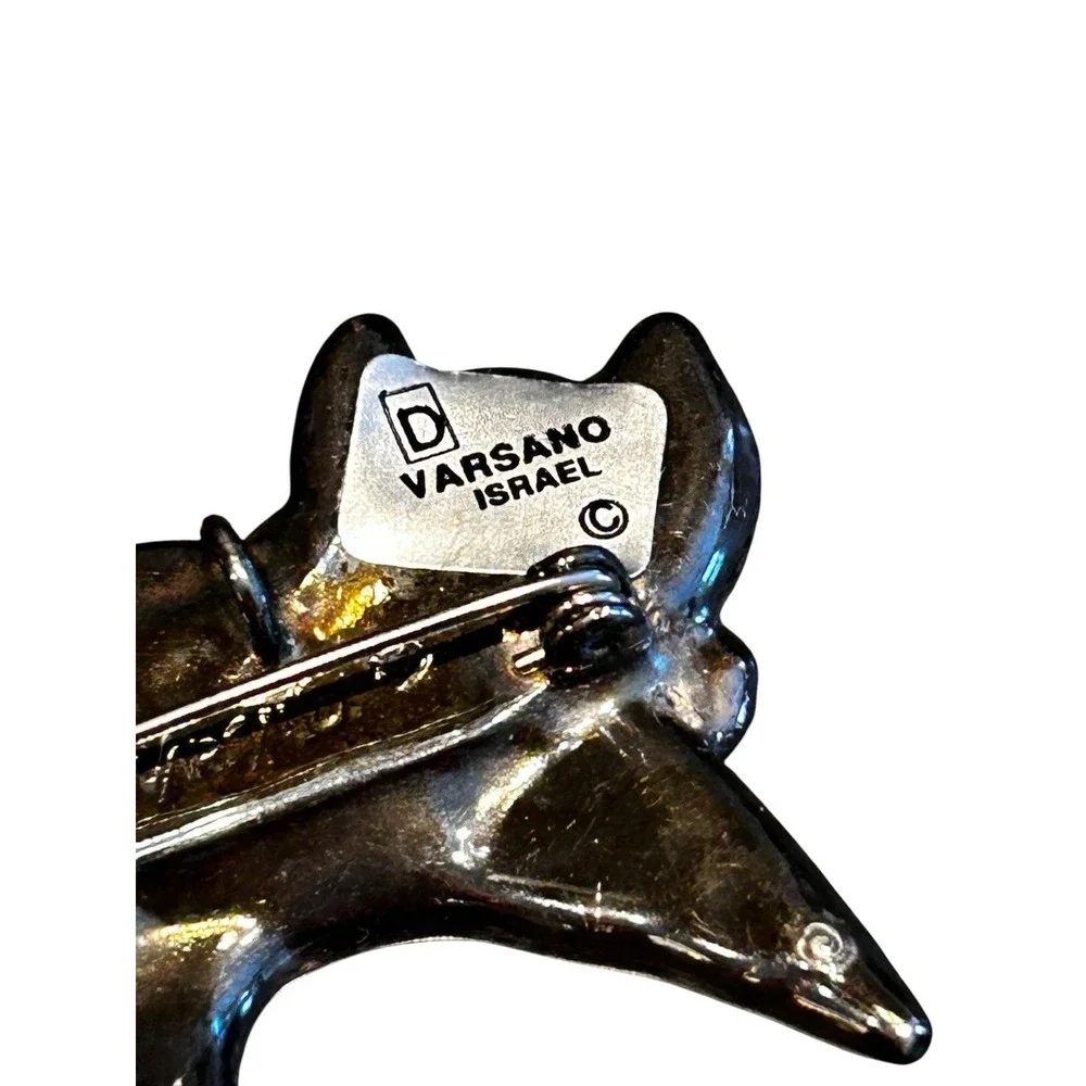 vintage David varsano Isreal sterling silver brooch‎ Cat collar w/lavender stone